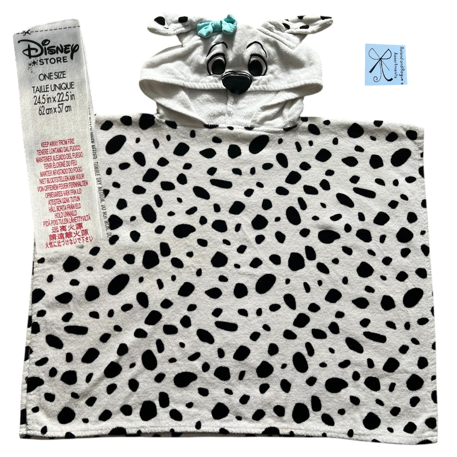 Disney Store Dalmatians Hooded Towel Swim Poncho Cover-Up Kids Sz Os